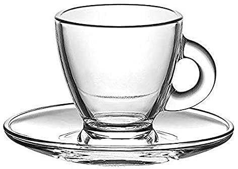 Borella Casalinghi Roma Set Caffe con Piatto, Vetro, Trasparente, 29 x 7.5 x 7 cm, 12 unità