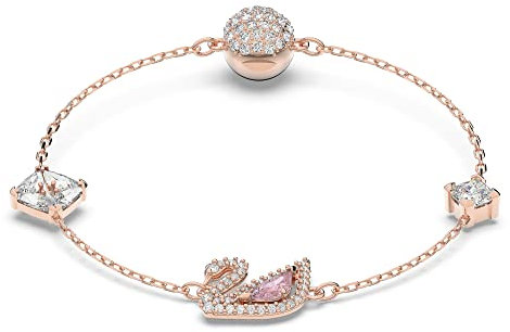 Swarovski Dazzling Swan bracelet, Magnetic, Swan, Pink, Rose gold-tone plated, M