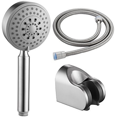Tecmolog 5 Düsen Duschkopf Set Edelstahl ABS-Kunststoff Duschkopf Handbrause mit Schlauch und Halterung Handbrause Set für Badewanne und Dusche, BS141BF