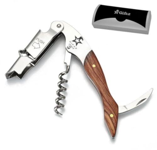 gifaz sacacorchos A Palanca y abrebotellas con Mango de madera de camarero – SOMMELIER