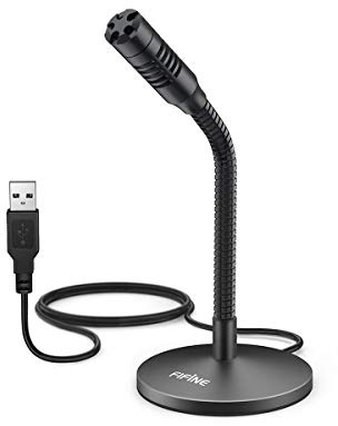 FIFINE Mini Gooseneck USB Microphone for Dictation and Recording,Desktop Microphone for Computer Laptop PC.Plug and Play Great for Skype,YouTube,Gaming, Streaming,Voiceover,Discord and Tutorials-K050