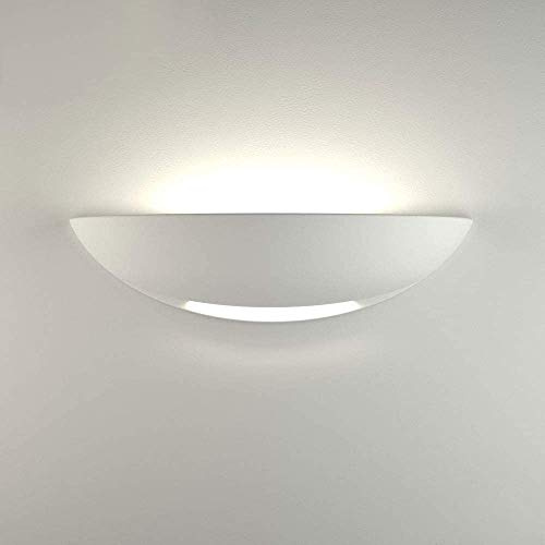 Universo Led - Applique da parete mezza luna in gesso doppia emissione verniciabile lampada con attacco r7s moderno per illuminazione
