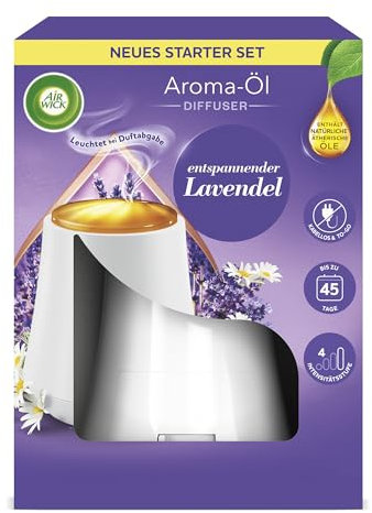 Air Wick Aroma-Öl Diffuser – Starter Set mit Diffuser und Duft-Flakon – Batteriebetrieben – Duft: Entspannender Lavendel – 1 x 20 ml ätherisches Öl + Diffuser