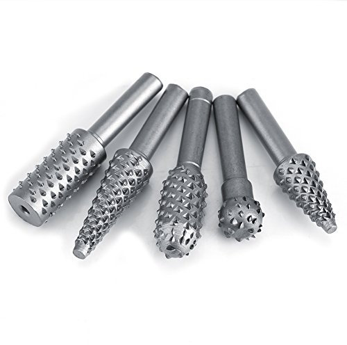 5 Stück Rotationsgrat, Silber Hartlegierung Rotationsgrat Raspelfeilen-Set 6,3 Mm Schaft Holzschnitzbohrer