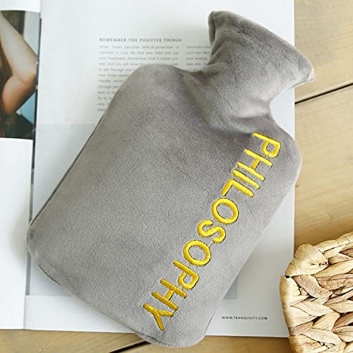 Flannel hot Water Bottle, ice Bag, Soft and Comfortable Jacket, a hot Water Bottle That relieves Fatigue and Warms The Whole Body. (Color : Gray)