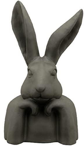 ETC putziger origineller Osterhase als Büste matt schwarz in Shabby Optik Landhaus Stil (klein ca. 30,5 cm hoch)