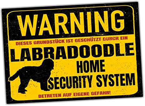 Labradoodle Schild Warning Security System Türschild Hundeschild Warnschild Hund Doodle
