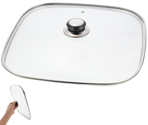 DOITOOL Tapa cuadrada de vidrio para parrilla, cubierta de tapa de repuesto con asa, cubierta superior de vidrio de 30 cm, para sartenes, ollas, sartenes, universal, todos los utensilios de cocina