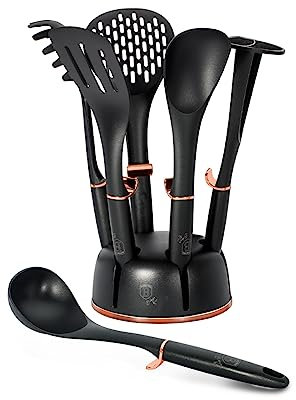 Berlinger Haus Ustensile de cuisine avec support noir/or rose 7 pièces BH-135
