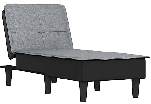 vidaXL Chaiselongue, Sofa in 3 Positionen zum Sitzen Entspannen Schlafen Verstellbar, Couch in Eleganter Optik, Liege Schlafsofa Loungesofa Liegesofa, Hellgrau Stoff