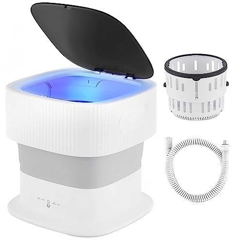 SONLED Lavatrice Portatile, Mini Lavatrice Automatica Pieghevole, Grande capacità 9 Litri, Luce Blu E Design A Ioni d'Argento Silenzioso, per Viaggiare, Campeggio, Appartamento, Dormitorio