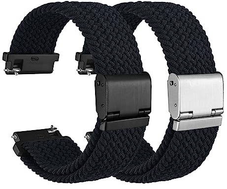 WOCCI 2 Stück Gewebtes Nylon Uhrenarmbänder für Damen und Herren, Schnellverschluss, Kompatibler Uhrenanstoß 18mm 20mm 22mm 24mm