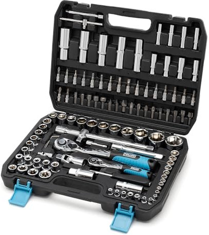 POLLOR 108 Piece Socket Set, 1/4 & 1/2 Inch Drive 72 Teeth Ratchet Wrench with Case, DIY Tools, Bits Set, for Home, Garage, Car, Workshop, Professional