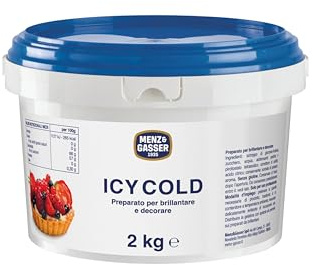 Menz&Gasser Icy Cold, Gelatina in Pasta Pronta all'Uso, Sapore Neutro, Ideale come Copertura Lucida per Torte, Monoporzioni e Semifreddi, Gusto Neutro, Secchiello da 2KG