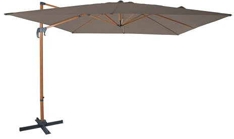 AXI Nima Ampelschirm Rechteckig 300 x 300 cm in Holz Look/Taupe | Sonnenschirm für Garten/Terrasse mit Aluminium Rahmen | Inkl. Kreuzfuß & Schutzhülle | Kippbar & 360° drehbar