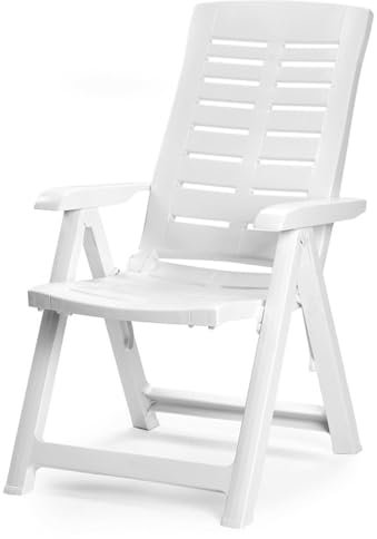 VIRSUS Poltrona Pieghevole da Giardino di colore Bianco, Misura 60x61x109 cm, Sedia Reclinabile Multiposizione Regolabile per Esterno, Made in Italy -YUM019F