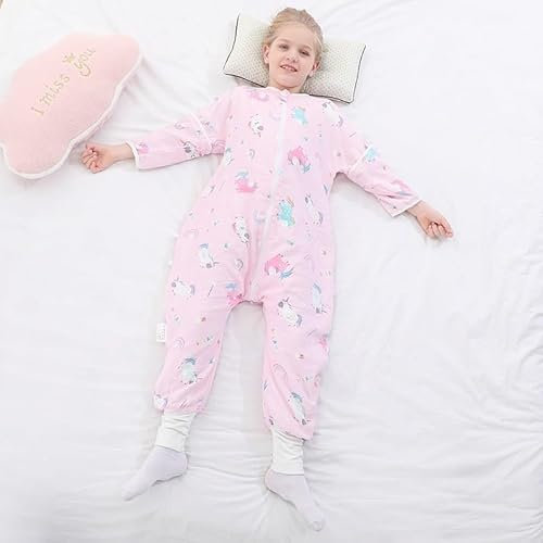 KCHYCV Schlafsack, tragbare Decke, superweicher Baumwollschlafsack, warmer Schlafsack for Kleinkinder, Steppdecke gegen Treten, for alle Jahreszeiten(Unicorn_XL 135cm)