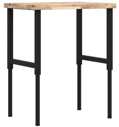 vidaXL Banco Lavoro 80x60x(73-99,5) cm Legno di Faggio Rettangolare, tavolo da lavoro, postazione da lavoro, banco da lavoro in metallo