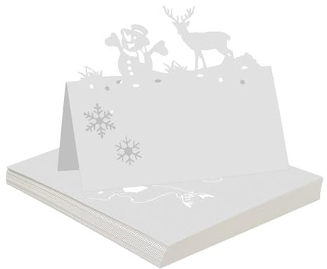 50pcs Snowman Themed Christmas Place Cards - Themed Name Cards for Table Decoration