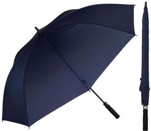 A2Z Stick Umbrella Walking Umbrellas Sun Rain UV Protection Lightweight 8 Rib Firm Solid Navy Durable Brolly Easy Grip Handle 107cm Canopy Metal Shaft Travel Classic City Umbrella
