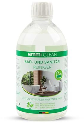 emmi - Nettoyant pour salle de bain et sanitaires - Idéal pour salle de bain, douche, WC, évier et toutes les surfaces - Élimine le calcaire, les dépôts de savon et les taches d'eau - Sans phosphate,