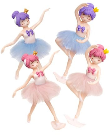 JOINPAYA 4stücke Ballerina Tortendeko PVC Figuren Geburtstagskuchen Mädchen Deko Kleine Tanzende Miniatur Skulpturen Für Geburtstagstorte Dessert Desktop Ornament