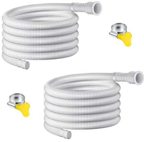 2Pz Tubo Universale Climatizzatore,Tubo Condensa, Tubo Scarico Climatizzatore - Ø 16/25mm (Tagliabile a Misura), Tubo Prolunga in Polietilene per AC, Lavatrici, Deumidificatori e Lavastoviglie (300cm)