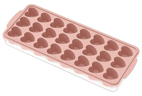 Heart Shaped Ice Cube Trays with Lids Novelty Chocolate Mold Food-Grade Silicone Ice Cube Molds, Reusable Soft Silicone Ice Cube Tray for Whiskey Cocktail Chocolate Valentine's Day