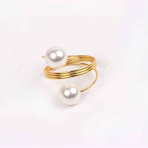 Anillo de servilleta 4 piezas Hebilla de servilleta de perla Aro de plata Decoraa de servilleta de perla Aro de plata Decoración de mesa de fiesta de hotel Anillos de servilleta (Color: Oro)
