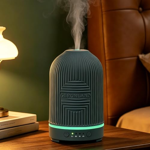 Grey Ceramic Diffuser 200ml, Auto Shut-Off&Time Essential Oil Diffusers