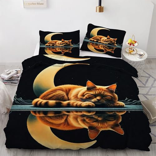 TMMDH Bettwäsche 135x200 Bettbezug Winter Bettwäsche-Sets Katze Muster Weich Hypoallergen Baby Bettwäsche Set mit 2 Kissenbezüge 80x80 cm, Geeignet für Jungen Mädchen Kinder