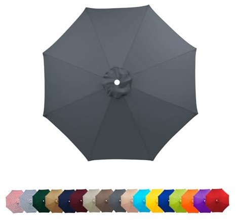 replacement Gris Parasol Canopy, 2m-3.5m Umbrella Fabric, 6/8 Arms Garden Cover, Patio Cover for Yard Beach (2.7m/6-Ribs)