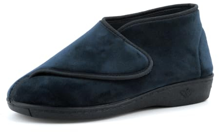 JOMIX Pantofole Donna Invernali Ciabatte Ortopediche con Chiusura a Strappo Scarpe Diabetiche da Casa Calde Regolabili per Anziani Piedi Gonfi ESW2523 Blu, 38