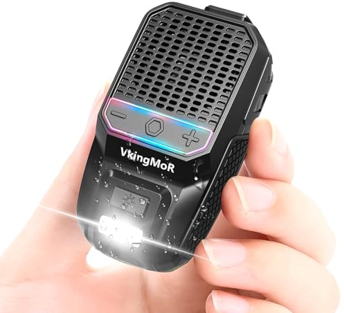 Wearable Bluetooth Speaker, Clip-On Portable Speaker with Built-in Mics Hands-Free Music and Calls for Hiking/Biking, Small Speakerr with LED Light, 15H Battery Life Speakerr(Black)