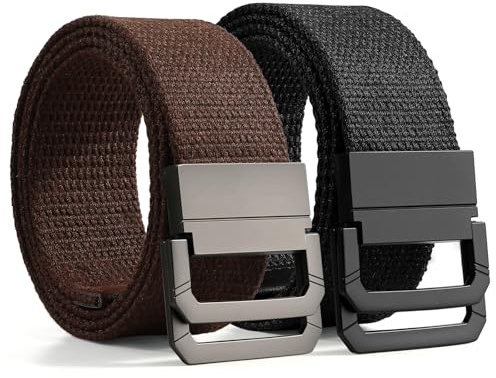 SANSTHS Stoffgürtel Herren Stufenlos Verstellbar Canvas Gürtel Ohne Löcher | ohne Löcher mit doppel D-Ring Schnelle, gürtel stoff herren für Arbeitshosen, Alltag Outdoor Camping Sport, Cargohosen