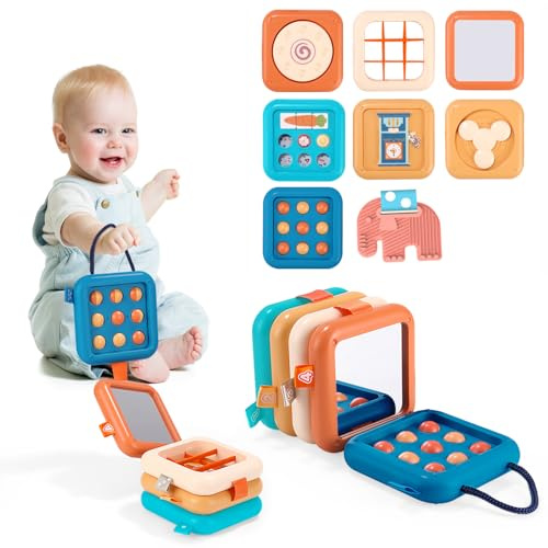 8-i-1 Baby flygplan reseleksak, busy Board från 1 år, Busy Activity Cube för småbarn, sensorisk pedagogisk utvecklingsleksak för spädbarn 1–3 år, motorikleksak för småbarn