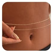Belly Chain - 2 collane per il corpo da donna, placcati in oro 14 K, con perle, cintura addominale regolabile per bikini, spiaggia e gioielli quotidiani