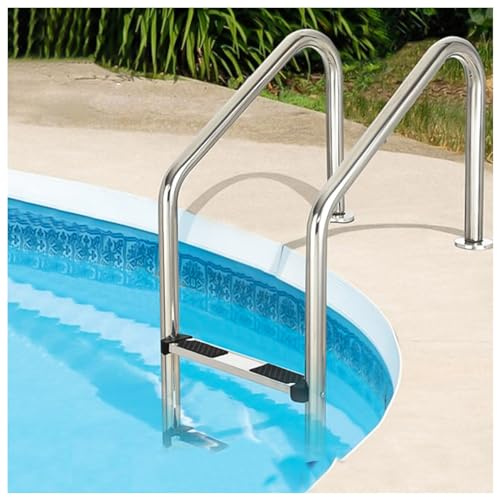 Escalera para Piscina elevada con pasamanos para Piscina enterrada, soporta hasta 250 kg, con Base de instalación rápida, Ideal para Parques acuáticos Interiores y Exteriores.