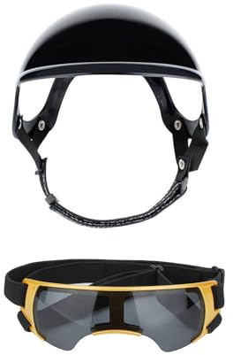 Verstellbares Schutzhelm und Schutzbrille für aktive Haustiere, Outdoor-Aktivitäten, sonnenfeste Sonnenbrille für kleine Rassen, Schutzhelm mit Schutzbrille
