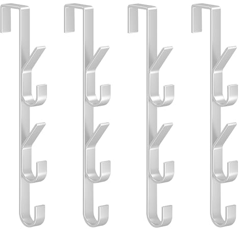 Bamyli Taschengarderobe & Türgarderobe, Türgarderobe Zum Einhängen & Türhaken Zum Einhängen, 4 Stück x 5 Haken Edelstahl (Weiß)