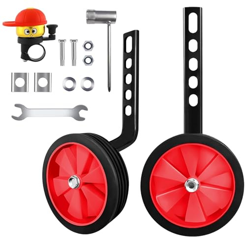 Jinfanshurich Fahrrad Stützräder Kinder, Universell Verstellbare Stützräder Kinderfahrräder für Kinderfahrrad für 12-20 Zoll (Rot)