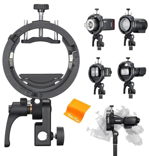 Godox S3 Speedlite Bracket Staffa per Flash con Attacco Bowens,Regolazione di ±90° Dotato di Foro per Ombrello,Compatibile con Godox Flash V100 V1Pro V860III TT685II TT350 TT600 AD300PROII AD200PROII