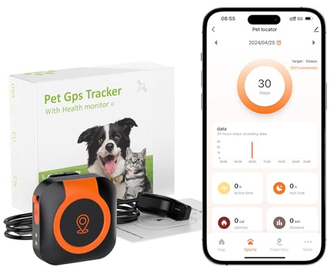 GPS per cani, GPS gatto modello Min Localizzazione in tempo reale, Tracker di Attività e Salute del tuo Cane, con Recinto Digitale e Notifiche, Cronologia delle posizioni, Impermeabile IP67, Nero