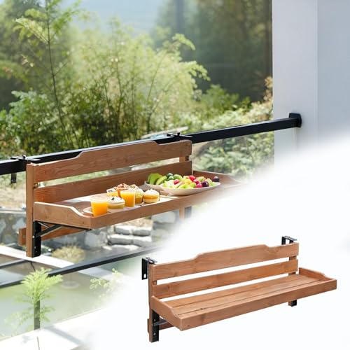 tavolo ringhiera balcone pieghevole Tavolo Pieghevole Sospeso/Tavolo Da Balcone/Terrazza Da Patio, Pieghevole Da Esterno Con Portata Regolabile E Ripiano/Mobili Da Balcone In Legno Massello(L 150 CM)