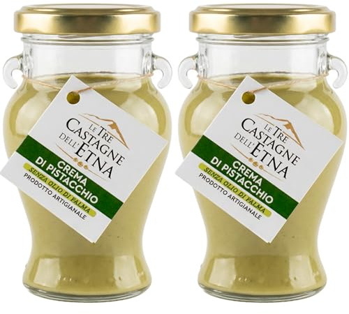 Crème de Pistache Artisanale 40% - Lot de 2 x 190g - Pâte à Tartiner de Pistache sans Huile de Palme - Idéale pour Pâtisserie et Petit-Déjeuner - Sans Conservateurs ni Additifs