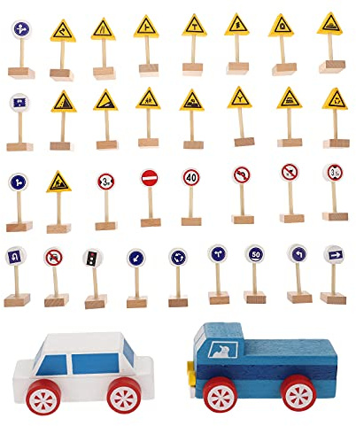Uonlytech Panneaux de Signalisation Routière Jeu Éducatif Pratique pour Garçon Fille Maquettes de Signalisation