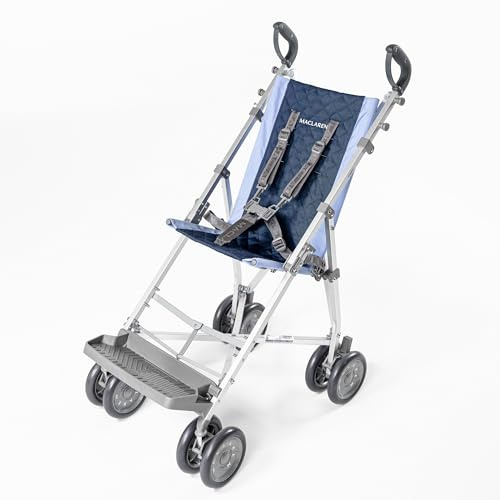 Carrito para personas con discapacidad Maclaren Major Elite y paquete de accesorios * Cochecito para necesidades especiales para niños mayores de hasta 50 kg (110 lbs) * (Azul suave/Azul marino)