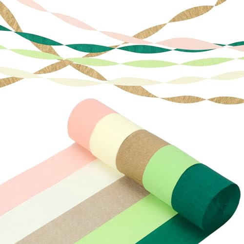 5 Rollen Krepppapier Luftschlangen, Kreppbänder Party Deko, Grün Gold Khaki Krepppapier, Hintergrund Dekoration BrautParty BabyParty Bachelorette Geburtstag Hochzeit Jahrestag