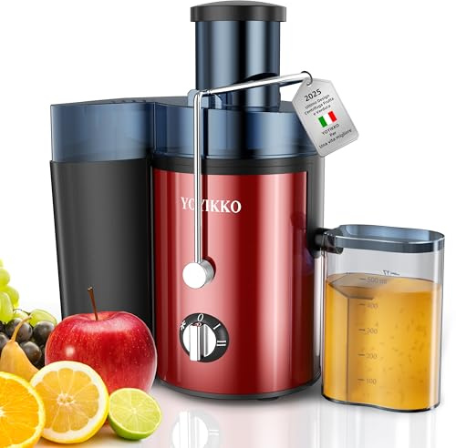 Centrifuga Frutta e Verdura, 3 Velocità di Regolazione, 800W Estrattore Frutta e Verdura con 75 MM Bocca Larga, Facile da Pulire, Acciaio Inossidabile Senza BPA (Rosso-120)