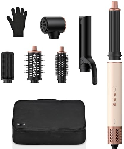6-in-1 hogesnelheidsstyler, 1400W föhn, föhnborstel met krultang en stijltang, föhnborstel met krultang, föhn voor drogen, krullen, volume geven en stylen